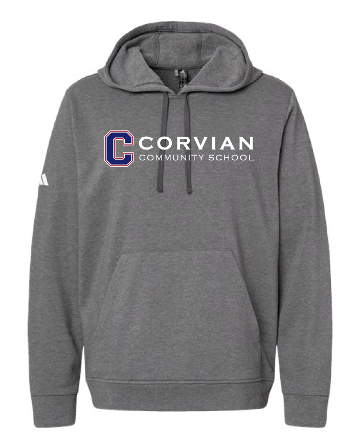 Corvian Staff Adidas Hoodie Text Block Logo