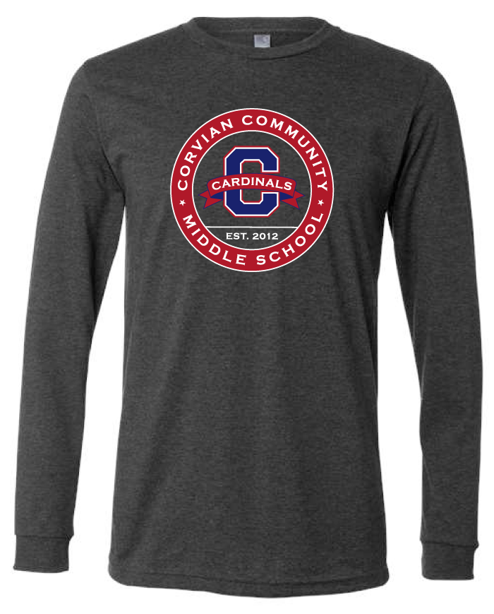 Corvian Dark Grey Heather Long Sleeve Middle School Seal