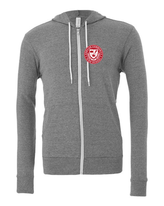 Corvian Grey Zip Up Sweatshirt High School Seal