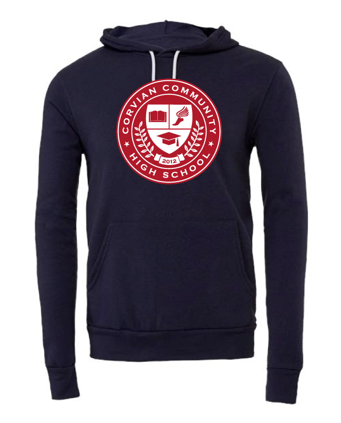 Corvian Navy Hoodie High School Seal