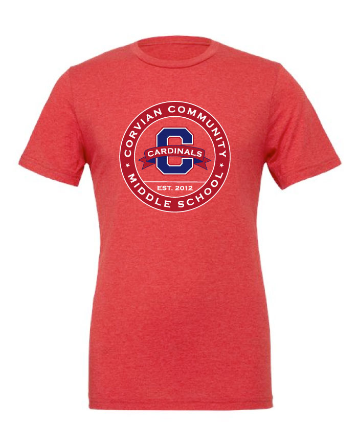 Corvian Red Tri-blend Short Sleeve Middle School Seal